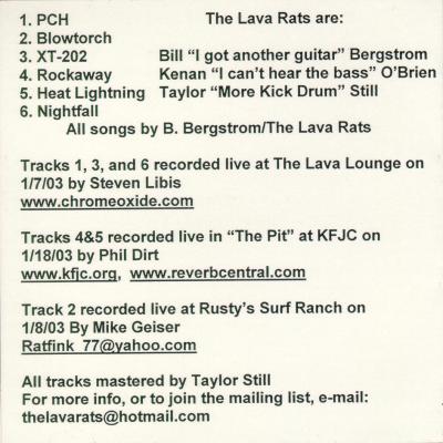 back cover: Lava Rats - Live In California